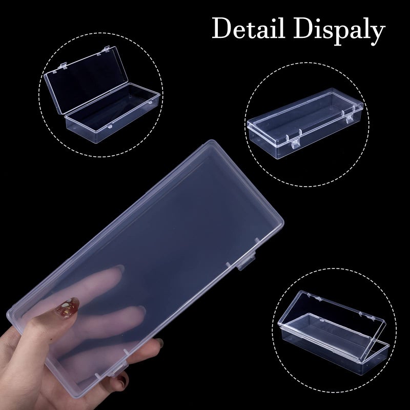 ZORRITA 6 Pack Small Plastic Storage Containers with Hinged Lids  Rectangle Clear Plastic Boxes for Beads  Jewelry  Game Pieces and Crafts Items (6.1 x 2.36 x 1.1 Inch) - Image 4